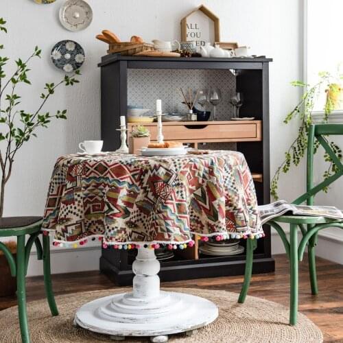 Geometric Table Cloth cotton linen desktop cover round table covers household dustproof thicken for home dining table Tischdecke