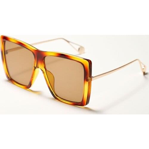 Oversize Square Sunglasses Women 2021 Classic Leopard Vintage Sun Glasses Personality For Men Retro Shades UV400 Oculos Male