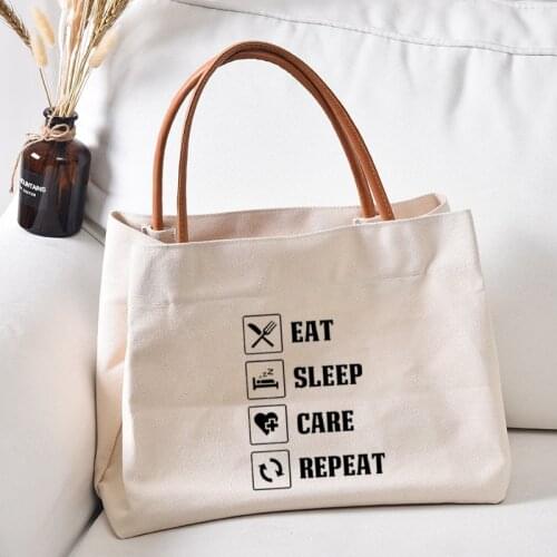 Care Repeat Funny Printed tote Nurse Gift Nursing Work Bag Women Lady Personalized Canvas Handbag Shopper Beach Bag Dropshipping