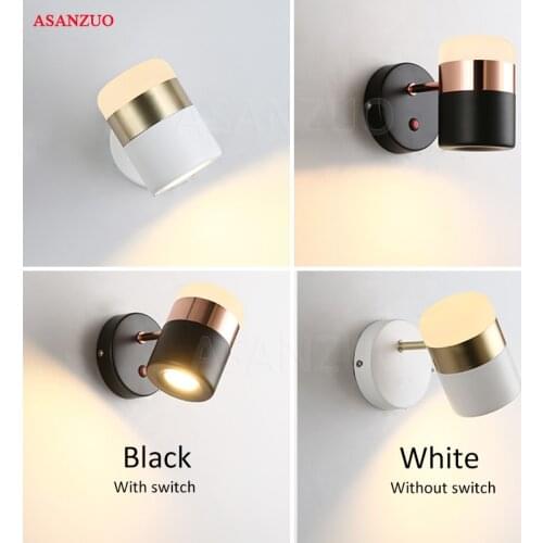 LED rotating wall lamps Modern simple metal Acrylic wall lamp creative Living room study bedroom aisle Wall Lights with switch
