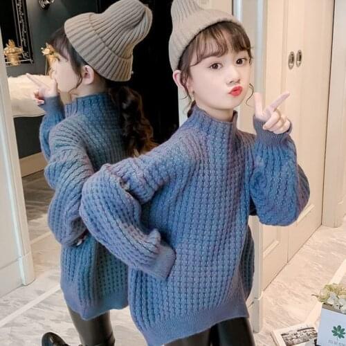 Girl Sweater Kids Outwear Tops 2021 Solid Fleece Thicken Warm Winter Autumn Knitting Christmas Gifts Cardigan Children Clothing