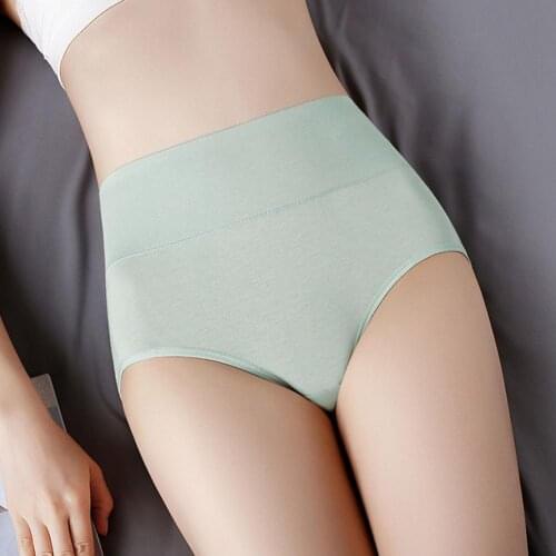 Women Briefs Solid Color High Waist Full Coverage Stretchy Tummy Control Underpants underwear women panties for Daily Life