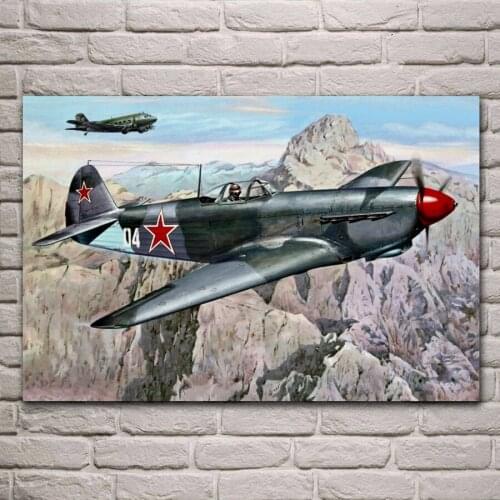 Yak 9 fighter Soviet World war transport Li 2 living room home decor art print wall decoration fabric poster ME074