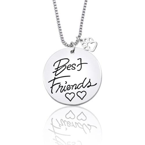 Best Friend Necklace Personality Pet Dog Hollow Footprint Pendant Student Letter Tag Friendship Commemorative Jewelry 2021