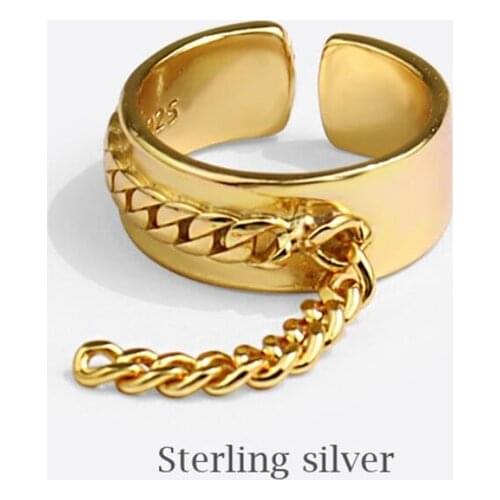 Sole Memory Retro Mini Chain Cute 925 Sterling Silver Female Resizable Opening Rings SRI890