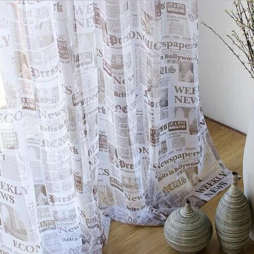 Curtain draperies Newspaper Printed Drapes blackout curtains for Living Room Cortinas fabrics Bordadas Para Sala WP227B