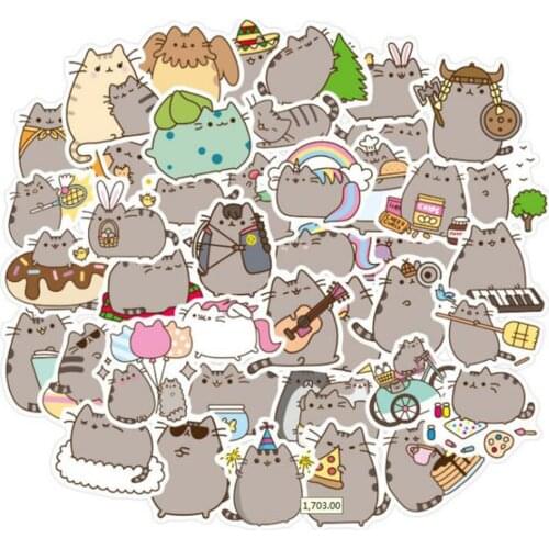 10/30/50PCS Cartoon Cute Fat Cat Stationery Box Waterproof Graffiti Suitcase Skateboard Guitar Toy Decoration Sticker Wholesale