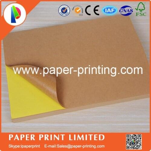 100 Sheets A4 Sticky Kraft Paper 210X297mm, Self adhesive A4 Blank Kraft Label Paper for Laser Inkjet Printer