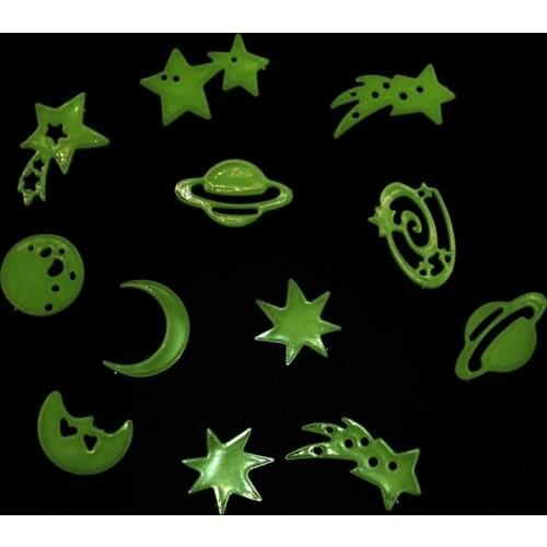 12pcs/set Kids Bedroom Fluorescent Glow In The Dark Wall Stickers Space Star Planet Luminous Glow Sticker Plastic 3D Wall Decal