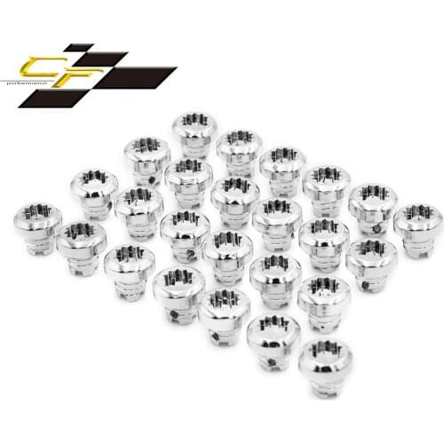 125pcs Chrome Silver Star Car Wheel Rivets Nuts Rims Cap Lip Decription Tire Nail Studs Screw For Auto Alloy Wheels