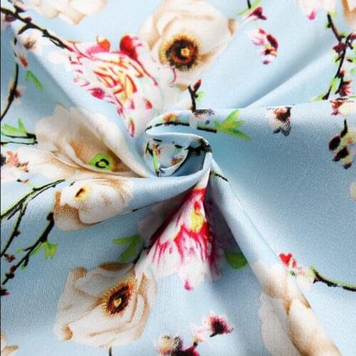 140cm Wide Charming flower Printed Sateen Fabric 100% Cotton Fabric Satin Cotton Fabric For Dress DIY Sewing Women Clothing