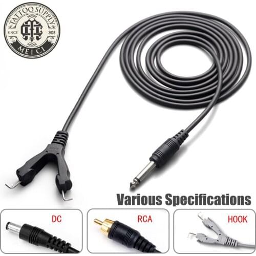 Tattoo clip cord High quality soft silicone black cable DC RCA CLIP removable cable for power supply 3 specifications optional