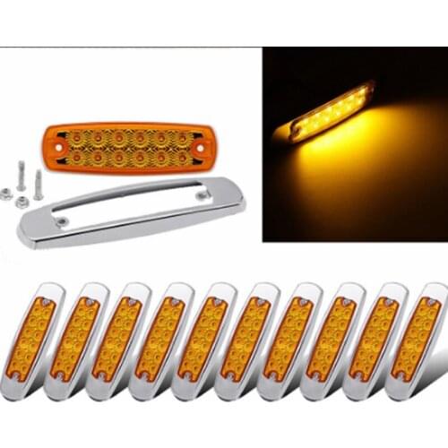 20 pcs Car truck LED yellow side light Side Marker thin Light LED Chrome 12 For Freightliner etc Dimension