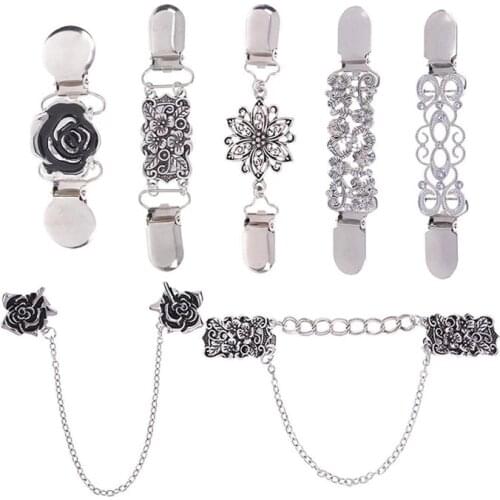 5/6/7Pcs Retro Sweater Cardigan Clip Duck-mouth Clips Flexible Pin Brooch Shawl Shirt Collar Buckles For Clothing Decoration