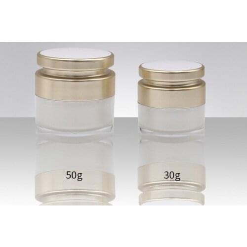 50g matte gold lid pearl white acrylic jar bottle day cream/eye cream/gel/essence/moisturizer/body scrub cosmetic packing