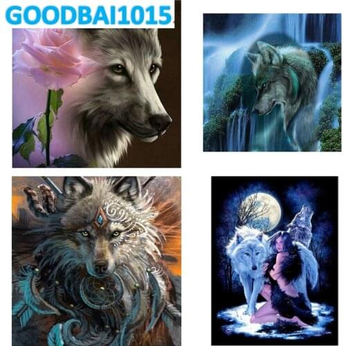 DIY 5D Diamond Painting Flowers Wolf Mosaic Diamond Embroidery Full Drill Cross Stitch Kits Animal Home Decor