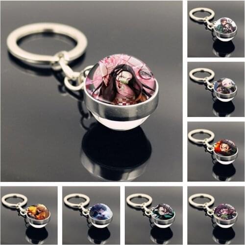 Demon Slayer Keychain Nezuko Zenitsu Tanjirou Giyuu Inosuke Q Ver. Toys Kimetsu no Yaiba Anime Keychain PVC Figurine Toy