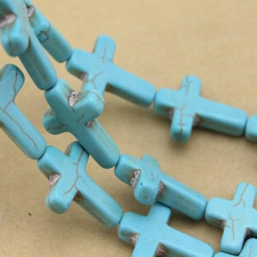 Blue Cross Turquoises Stone Beads Pendants for DIY Necklace Charms Bracelet Jewelry 8x10 12x16 15x20 18x25 20x30mm Pick Size