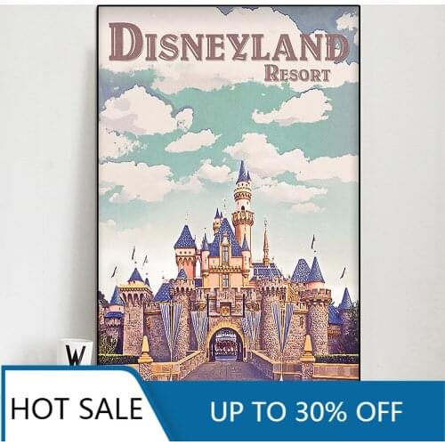 Disney Canvas Painting Disneyland Paris Posters And Prints Cartoon Mickey Mouse Wall Art Pictures For Kids Room Decoration