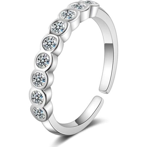 Simple 925 sterling silver Adjustable Rings for Women Jewelry Micro Inlay Zircon Wedding Open Finger Ring Accessories