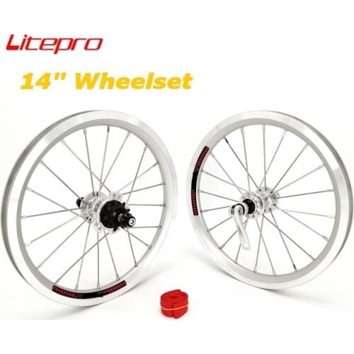 Litepro 14inch BYA412 Folding Bike Wheelset 74/85mm Bearing Hub Double wall Aluminum Alloy Rims 20H Silver Red Black