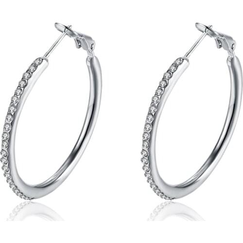 2018 new fashion Jewelry silver color casual round hoop earrings gold color rose golden clear Zircon earing brincos
