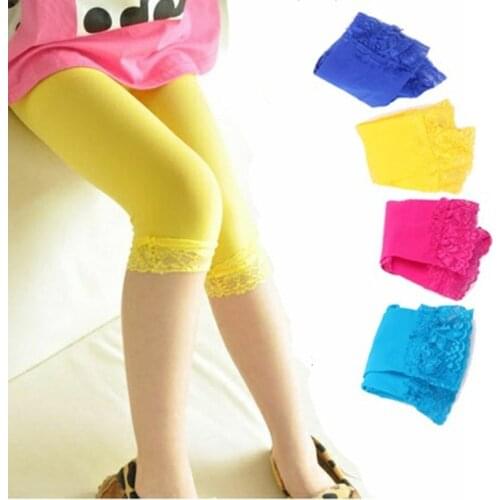 Girls Knee Length Leggings Kid Cute Pants Candy Color Children Clothing autumn-Summer Kids Trousers Legging Girl Bottom