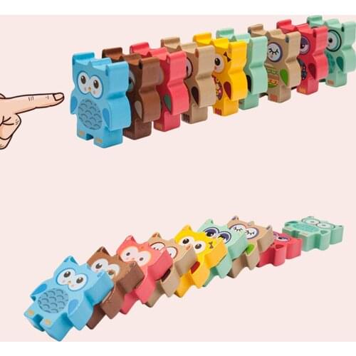 Montessori Educational Wooden Toys Owl Stacking Blocks 3D Puzzle Colorful Balance Game For Kids Gift