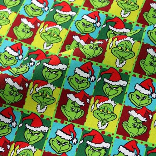 Cartoon Green Monster Halloween Theme 100% Cotton Fabric for Kids Clothes Home Textile Sewing Quilting DIY Needlework Material