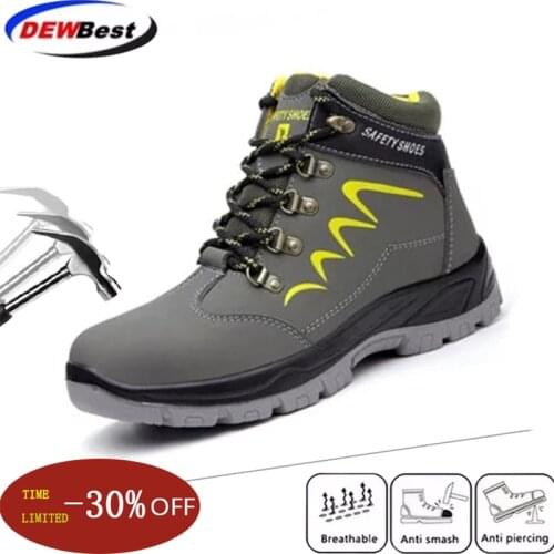 Dewbest Safety Work Boots For Men Winter Security Ankle Shoes Anti-smashing Steel Toe Cap Boots Men Construction Work Boots