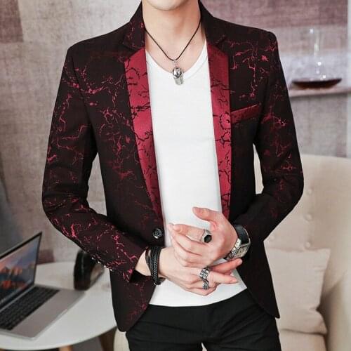 2021 mens dark floral trendy suits, youth, slim and handsome blazers