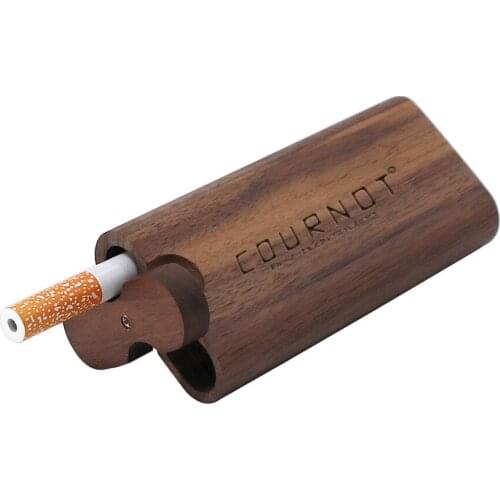COURNOT Wood Dugout Pipe Set Tobacco Wood Dugout Storage Case + Ceramic One Hitter Pipe Portable Organizer Box