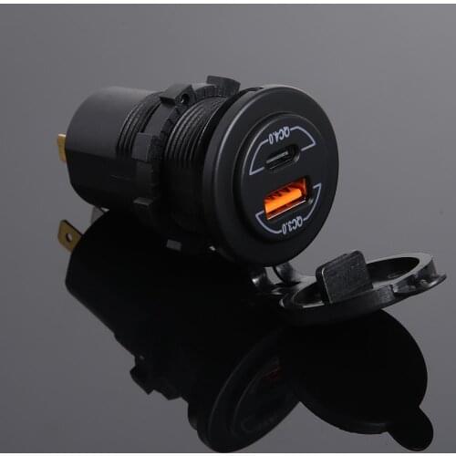 Waterproof Car Boat Motorcycle Dual USB Charger QC 3.0 + QC 4.0 Type C Port USB Socket Power Outlet Adapter YJ-DS1906