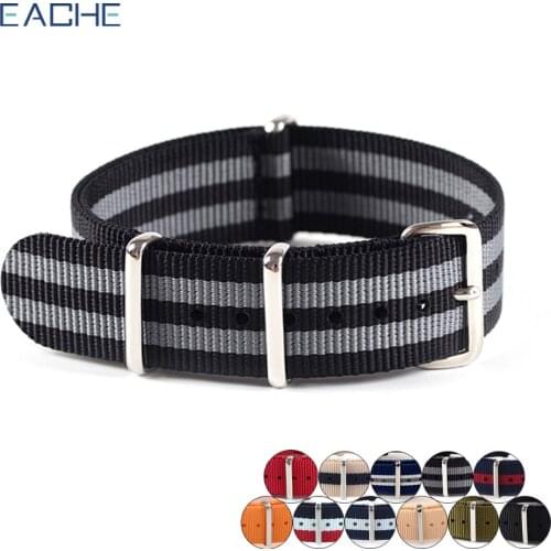 EACHE Promotions NATO Nylon Watch Band Multi-Colors Nylon Watch Band With Stainless Steel Silver Buckle 20 22mm In Stock