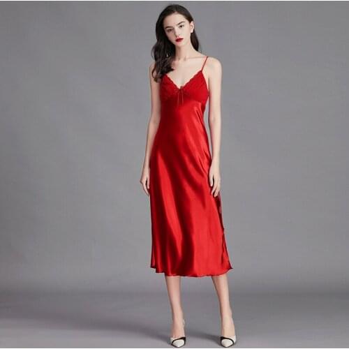 Sexy Sleepwear Satin Women Nightgown Long Sleep Dress Spaghetti Strap Nightdress Faux Silk Nightwear Intimate Lingerie