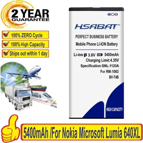 HSABAT 100% New BV-T4B 4950mAh Battery for Nokia Microsoft Lumia 640XL RM-1096 RM-1062 RM-1063 RM-1064 BVT4B