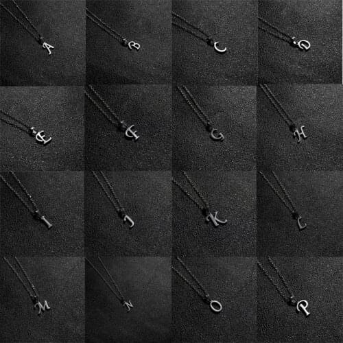Silver Color Initial A-Z Letters Pendant Necklace for Women Men Trendy Stainless Steel Link Chain Necklaces Jewelry Gift