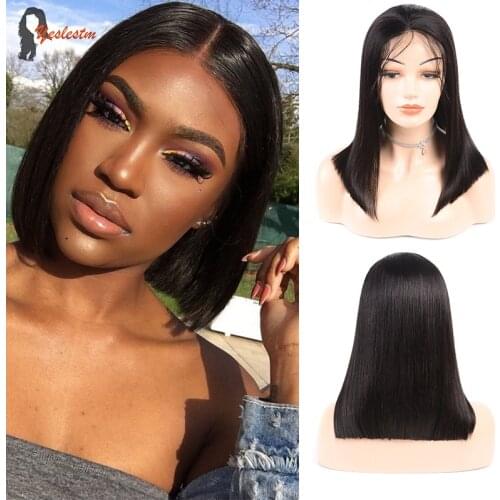 Yeslestm Straight Bob Human Hair Wigs 4X4 Lace Closure Bob Wigs Straight Short Bob Wig Malaysian Lace Frontal Remy Human Hair