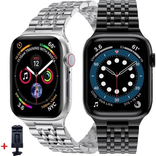 For Apple watch 6 band se Series 5 4 44mm 40mm strap Upgraded adapters Stainless Steel bracelet for iwatch 3 42mm 38mm bands New