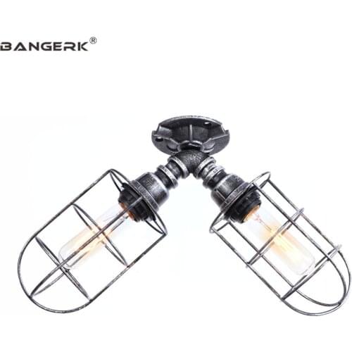 Retro Loft Decor LED Ceiling Light Lamps Edison Industrial Iron Water Pipe Ceiling Lights Fixtures Home Lighting Luminarias