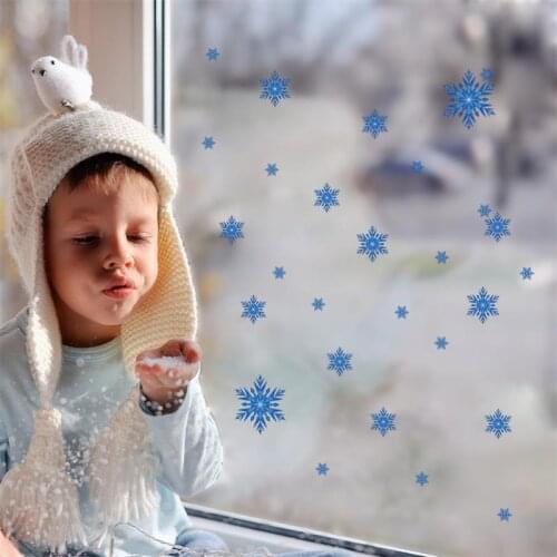 DIY Blue Snowflake window glass cabinet sticker Wedding Christmas supplies 1442 home decoration