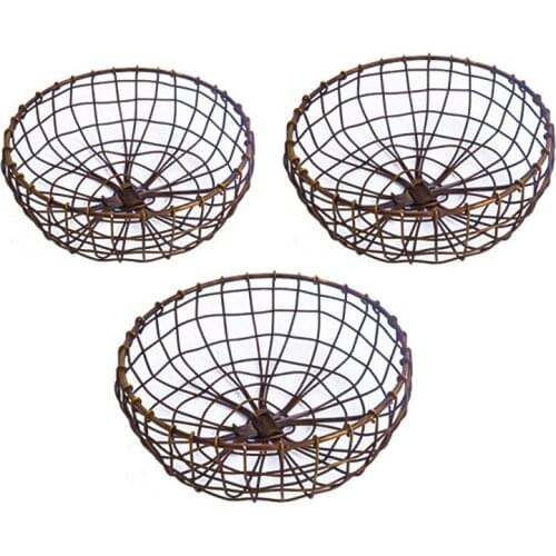 Detachable Metal Iron Storage Basket Fruit Bronze Storage Basket Practical Kitchen Dish Rack Organizer Tool