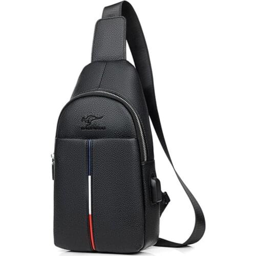 Luxury Brand Mens Messenger Bag Leather Chest Bags Men Crossbody Bag Business Shoulder Bags Casual Male Chest Pack USB Charge