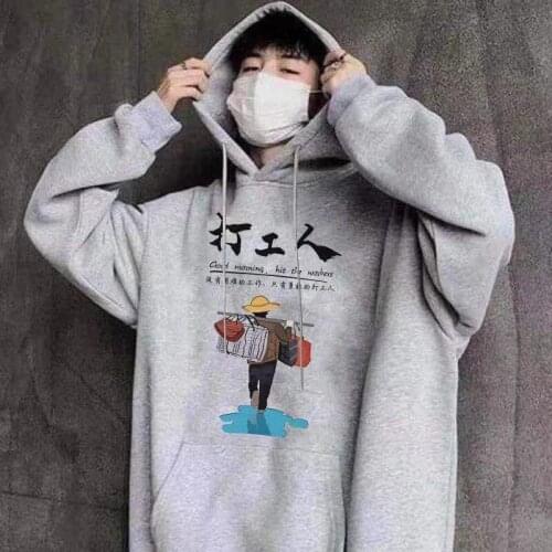 2021 Hooded Plus Velvet Sweatshirt Mens Pullover Thickening Trend Student Sports Loose Korean Couple Womens Jacket Winter