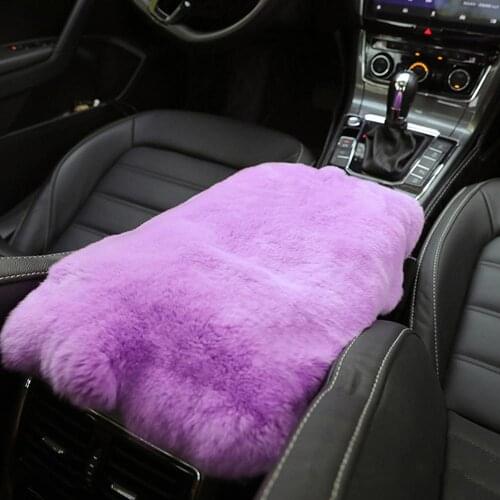 Soft Fur Car Armrest Cushion Cover Universal Real RABBIT HAIR Auto Armrest Cover Pad Center Console Arm Rest Mat Car Accessories