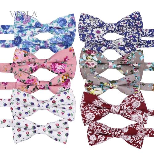 Vintage Floral Printed Men Kids Bowtie Sets 100% Cotton Chic Boy Girl Children Pet Suit Shirt Butterfly Party Wedding Gift Knot