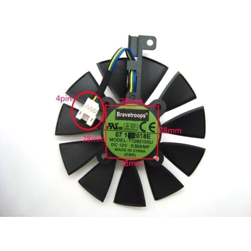 Free Shipping 87MM Cooler Fan For ASUS GTX1060 1070 Ti RX 470 570 580 Graphics Card Everflow T129215SU 28mm Cooling Fans
