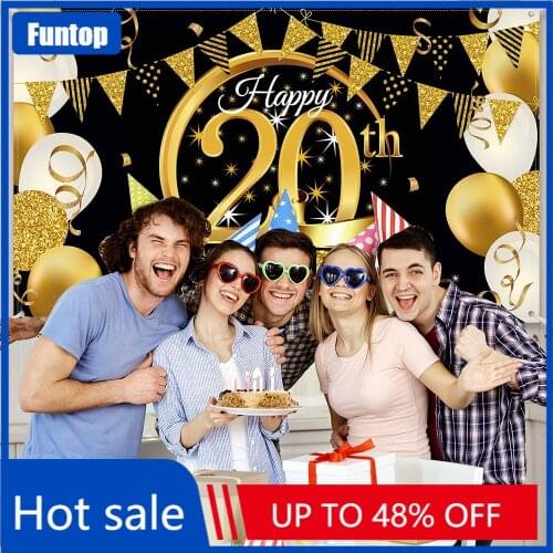 New Style 13th--100th Birthday Party Backdrop Gold Balloon Golden Woman Princess Vinyl Photography Background For Photo Studio