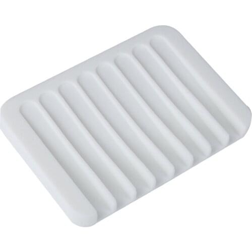 Premium Silicone Soap Holder with Self-Draining Inclined Grooves Durable Wear Resistant Non-Slip for Bathroom Kitchen TS2