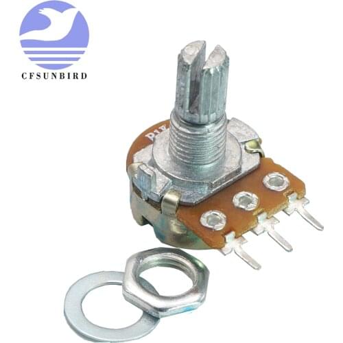 10Pcs WH148 Linear Potentiometer B1K B2K B5K B10K B20K B50K B100K B250K B500K B1M 15mm Shaft With Nuts Washers 3pin WH148